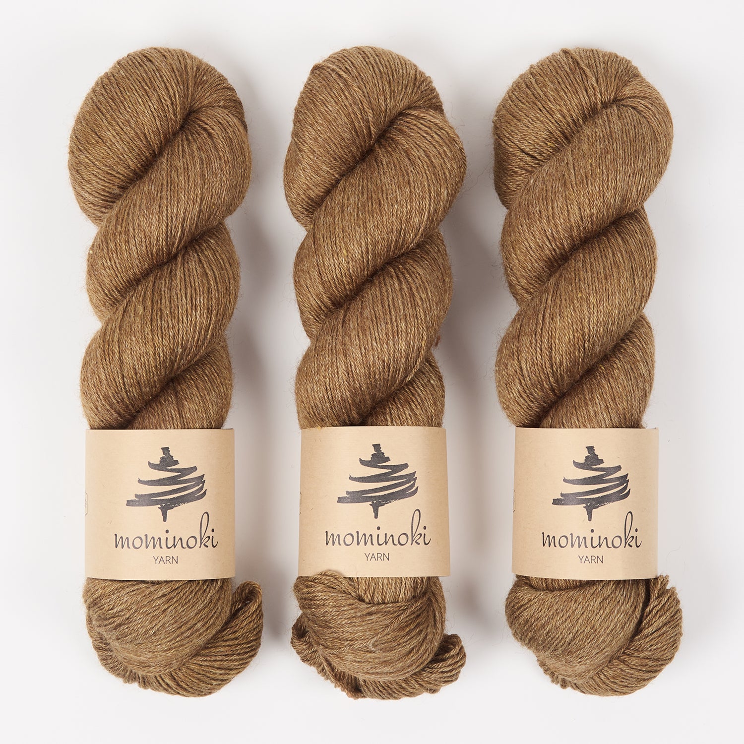 Mominoki Yarn RAMIE SILK - HAZELNUT Wool Ramie Silk Fingering brown Yarn