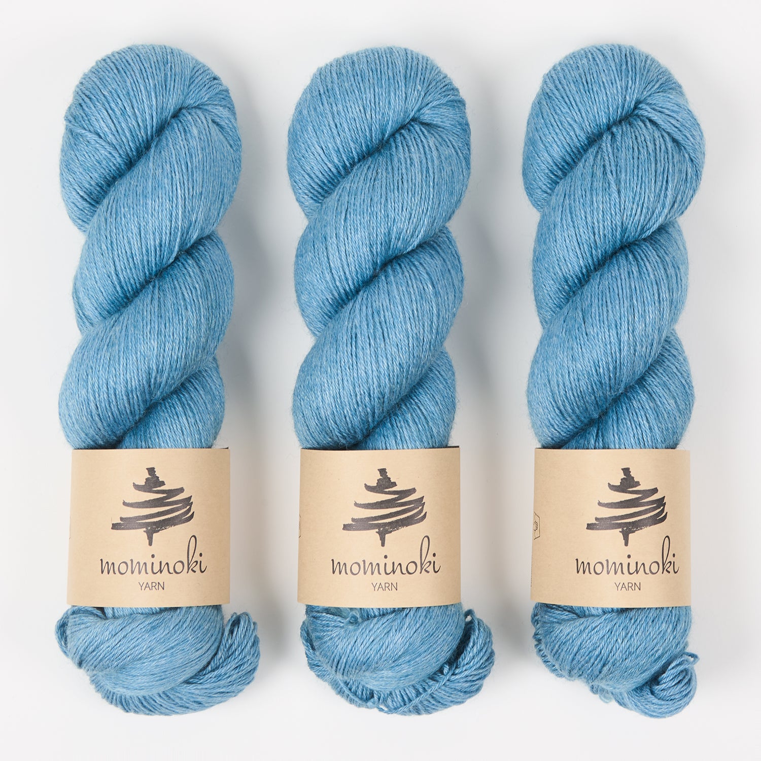 Mominoki Yarn RAMIE SILK - MARE Wool Ramie Silk Fingering blue Yarn