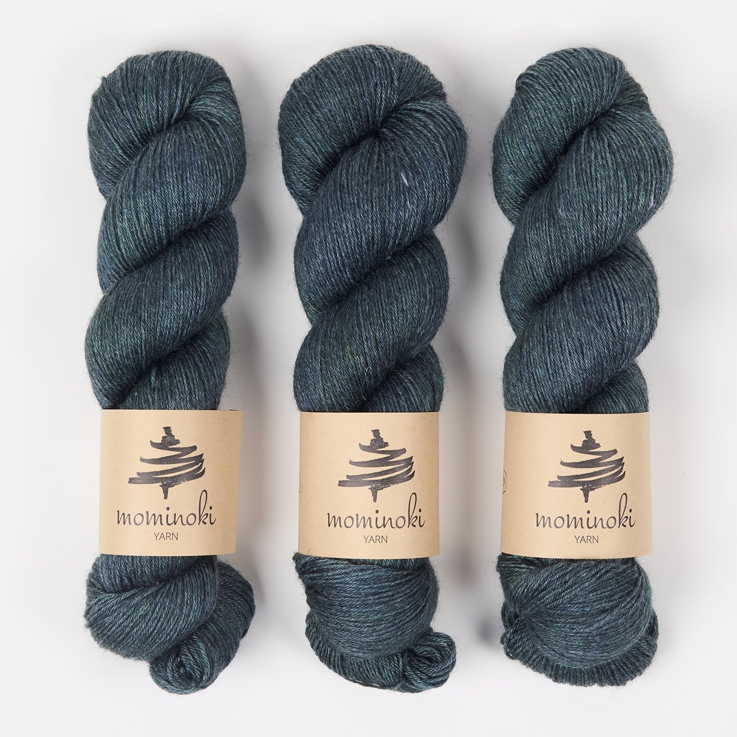 Mominoki Yarn RAMIE SILK - SCHWARZWALD Wool Ramie Silk Fingering blue Yarn