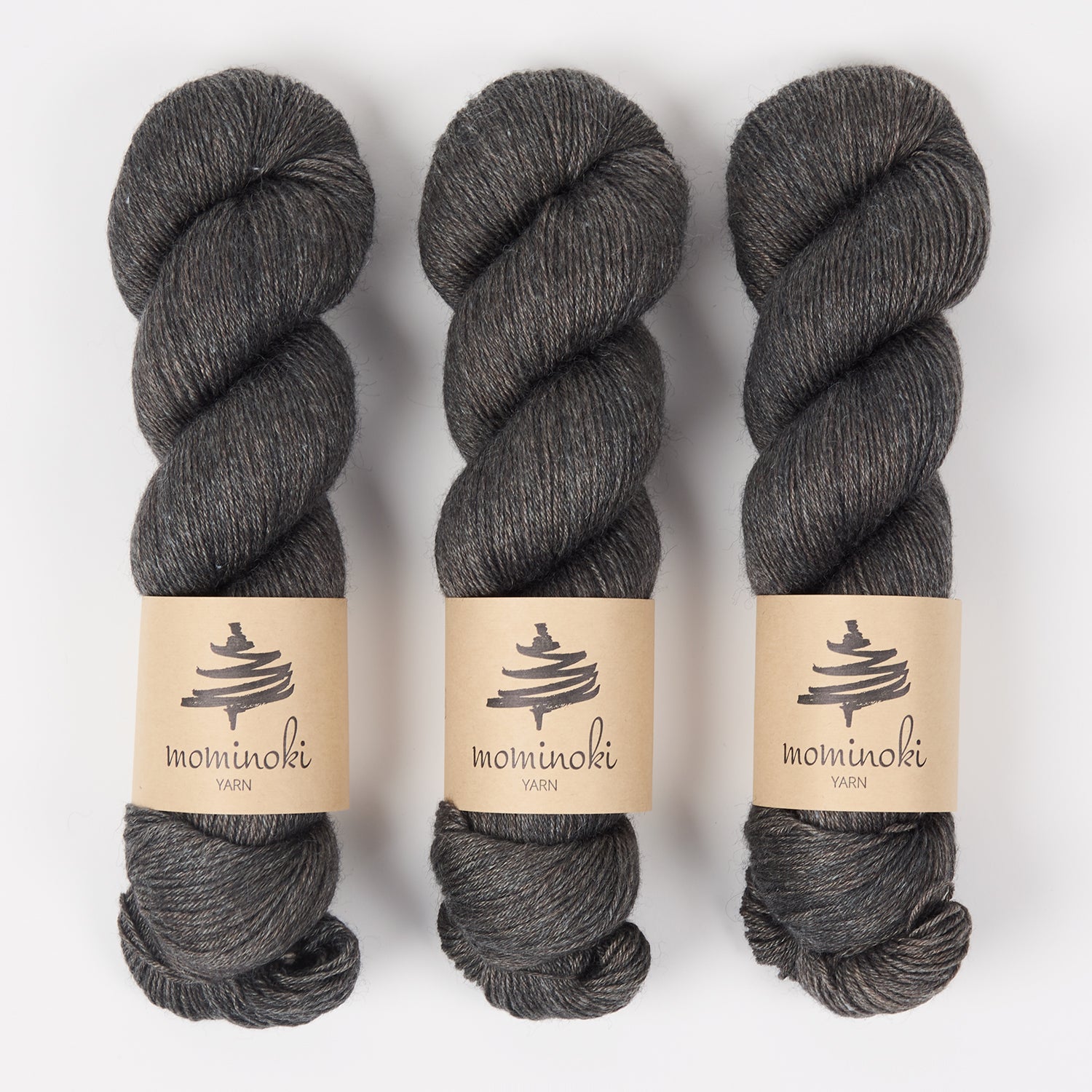 Mominoki Yarn RAMIE SILK - ESPRESSO Wool Ramie Silk Fingering grey Yarn