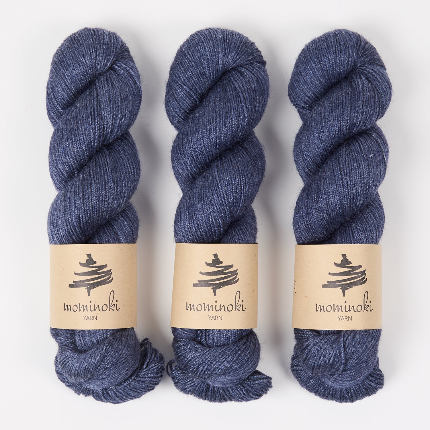 Mominoki Yarn RAMIE SILK - NAVY Wool Ramie Silk Fingering blue Yarn