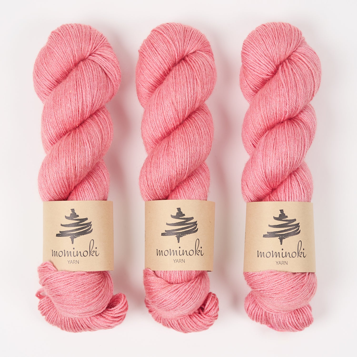 Mominoki Yarn RAMIE SILK - STRAWBERRY SORBET Wool Ramie Silk Fingering pink Yarn