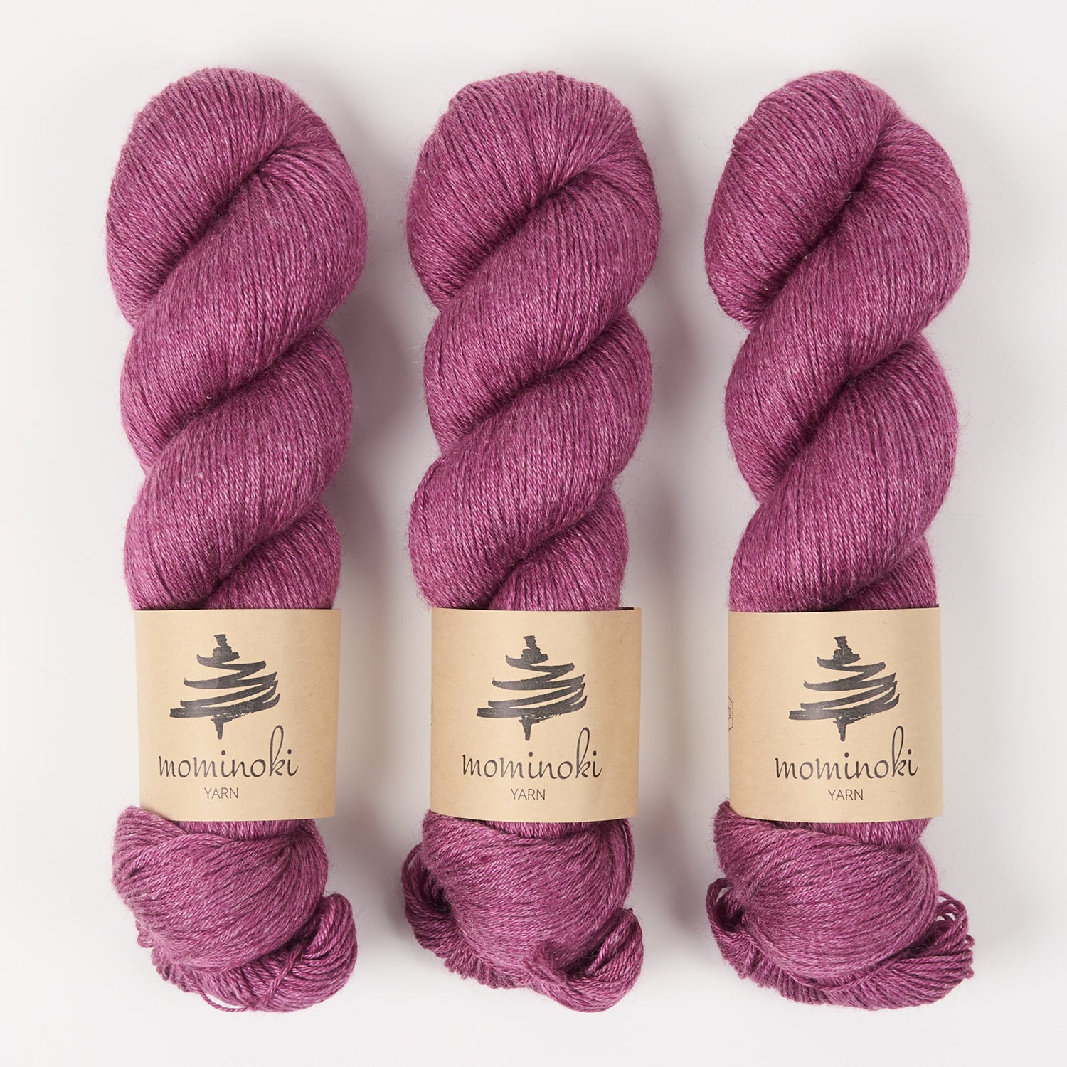Mominoki Yarn RAMIE SILK - GRAPE Wool Ramie Silk Fingering pink purple Yarn