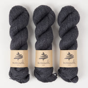 Mominoki Yarn RAMIE SILK - INK Wool Ramie Silk Fingering grey Yarn
