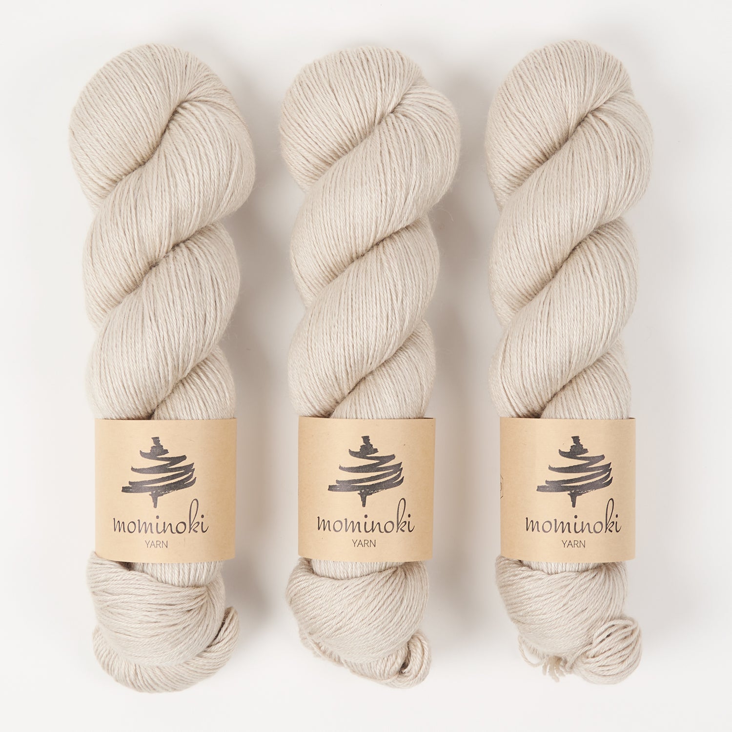 Mominoki Yarn RAMIE SILK - MILK TEA Wool Ramie Silk Fingering cream Yarn