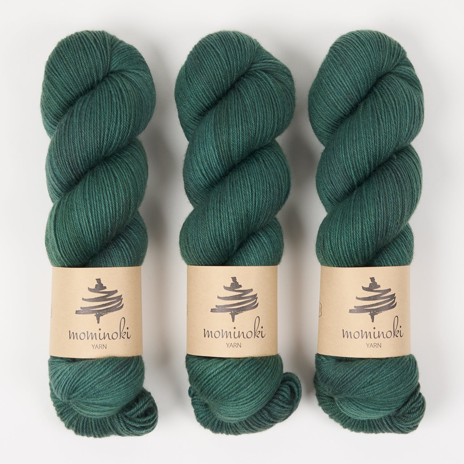 Mominoki Yarn SOCK FINE 4PLY - FIR TREE Polyamide Merino wool Fingering green Yarn