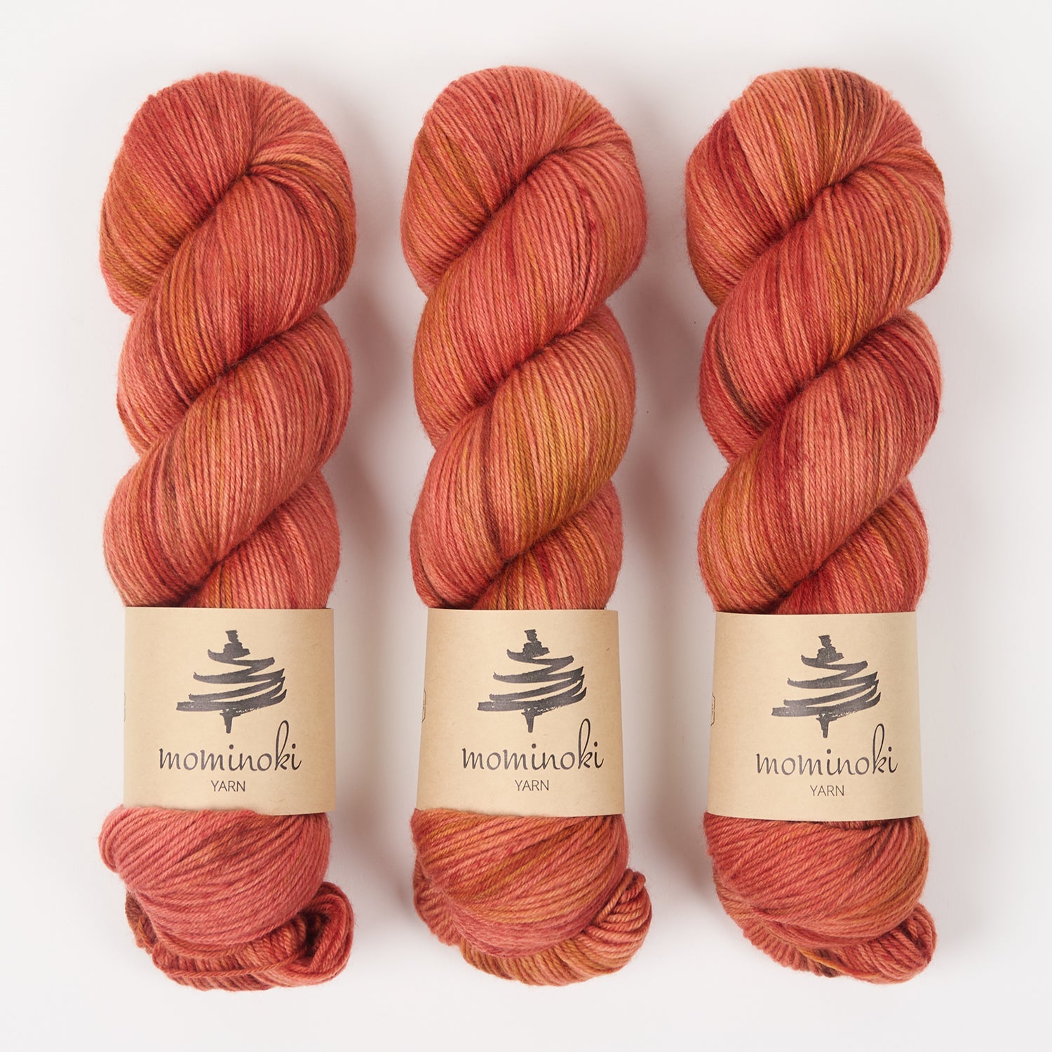 Mominoki Yarn SOCK FINE 4PLY - SUNSET Polyamide Merino wool Fingering red orange Yarn