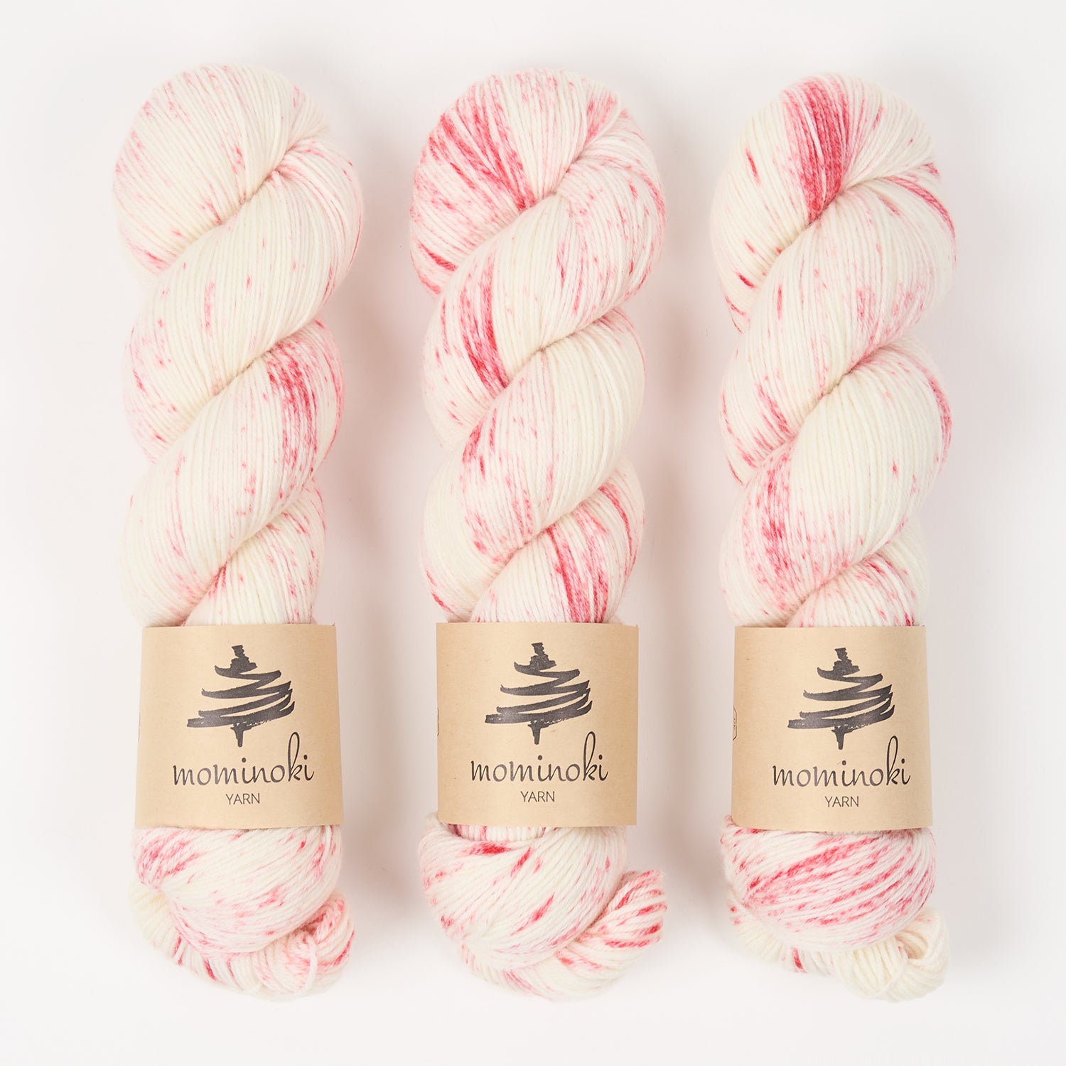 Mominoki Yarn SOCK FINE 4PLY - VERY VERY STRAWBERRY Polyamide Merino wool Fingering white Yarn