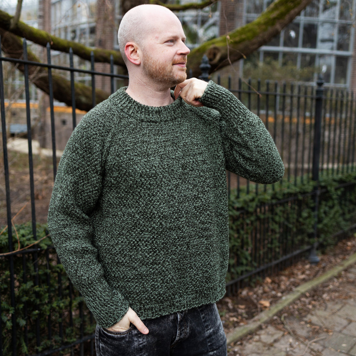 MOSSY MARLED RAGLAN – BLUE ROYAL