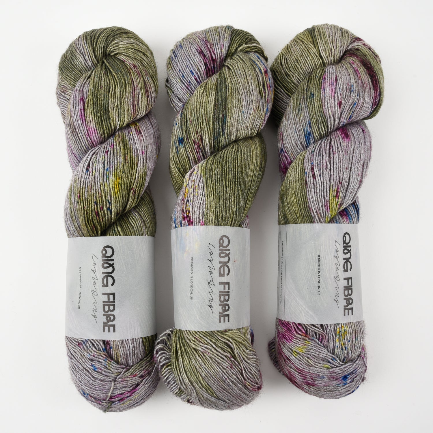 Qing Fibre QING YAK SINGLES - NARWHAL Merino wool Yak Silk Fingering grey green Yarn