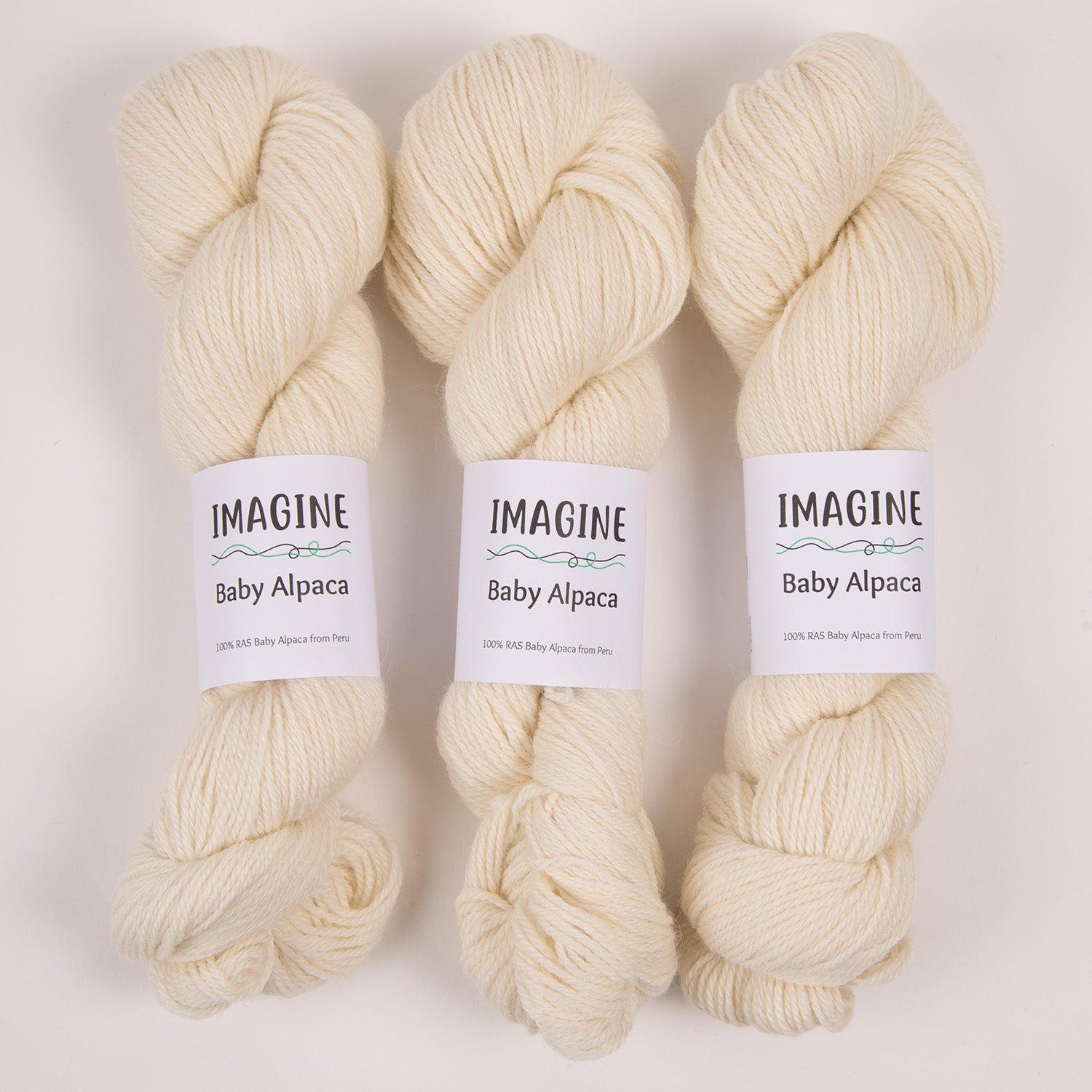 Imagine BABY ALPACA - 100 NATURAL WHITE Alpaca Fingering white Yarn