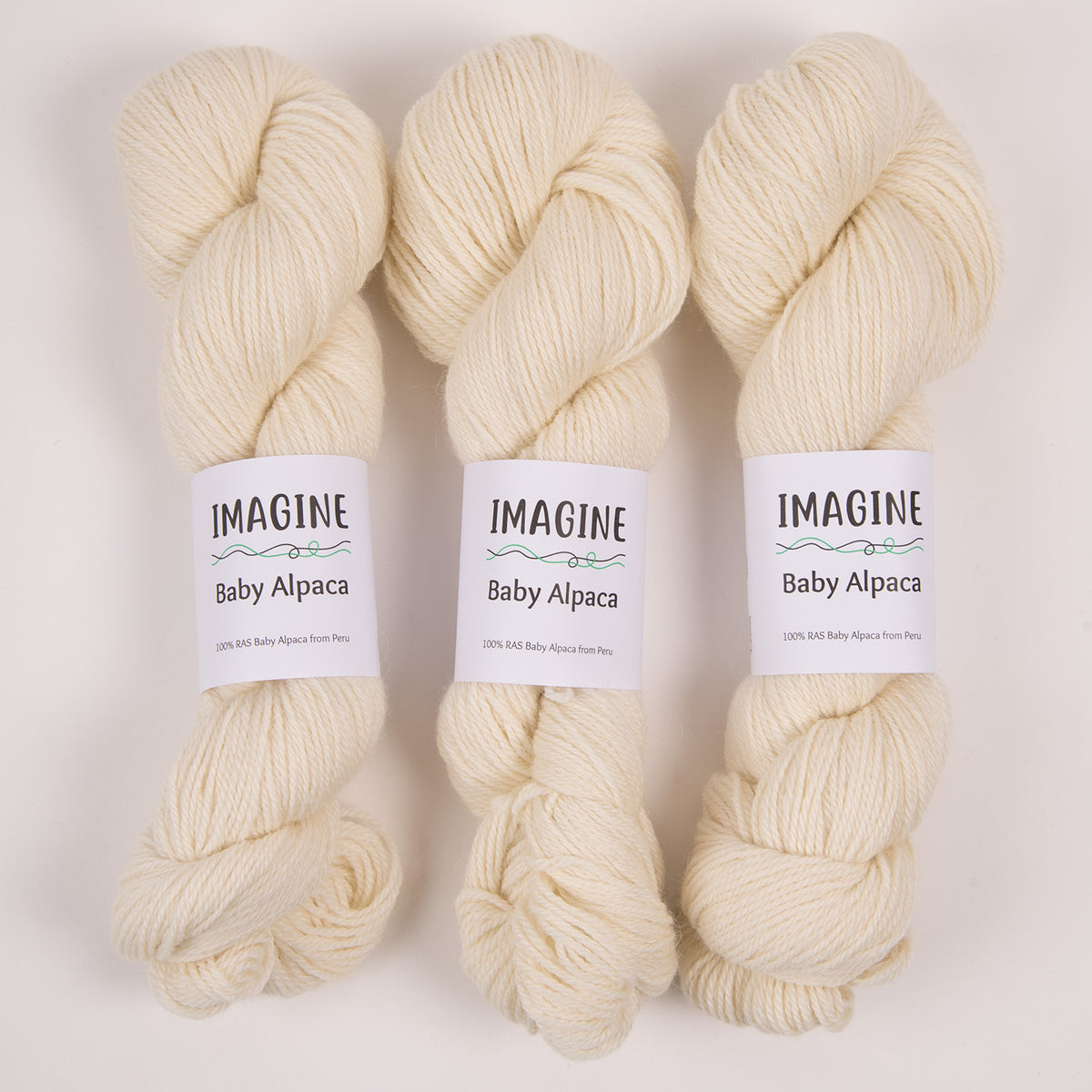 Imagine BABY ALPACA - 100 NATURAL WHITE Alpaca Fingering white Yarn