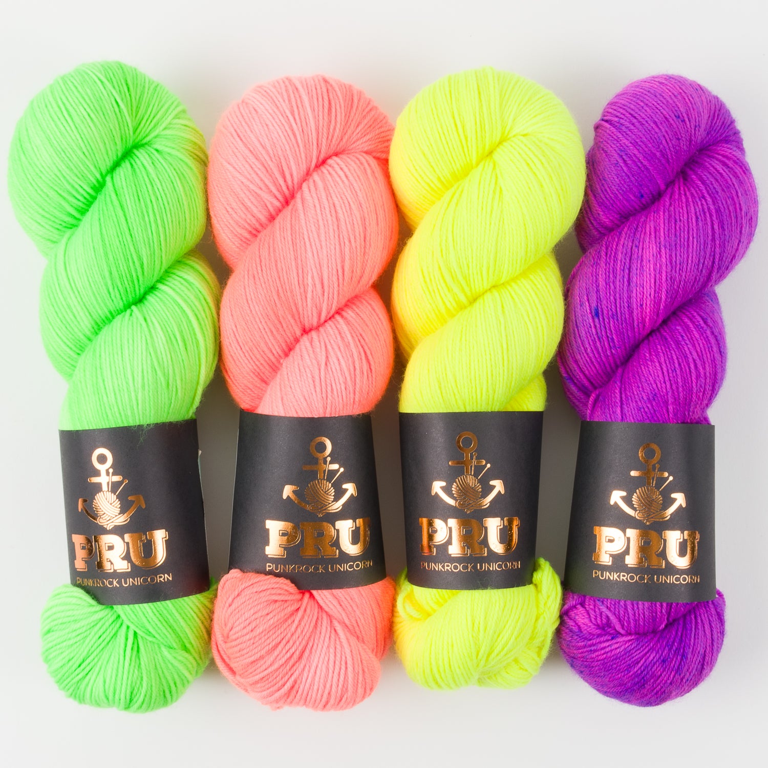 Punk Rock Unicorn NEON LIGHTS Merino wool Nylon Fingering Quick Kits