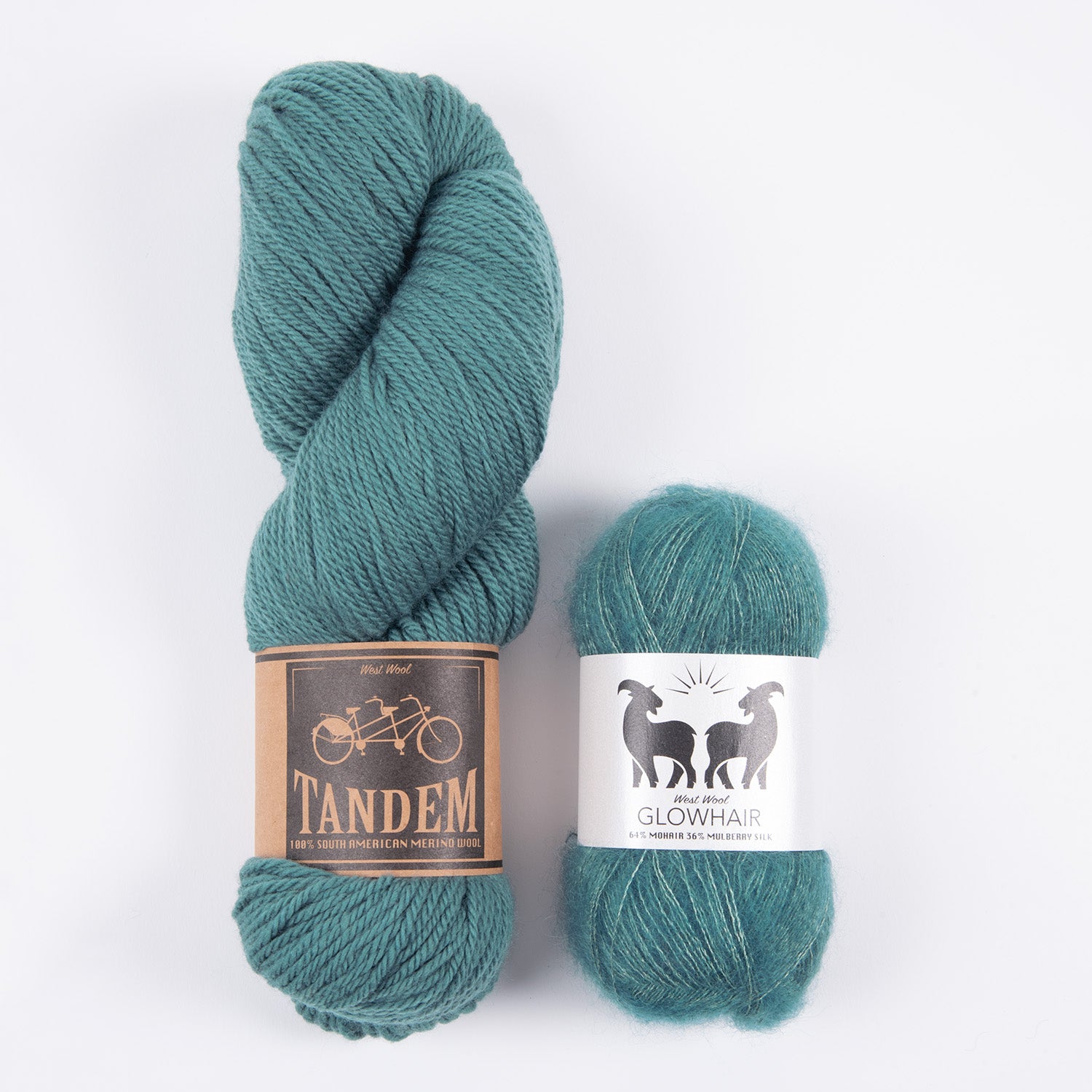 West Wool WESTKNITS KIT - NORTH SEA MOHAIR MATCH DK Mohair Silk Merino wool Lace DK green blue Westknits Kits