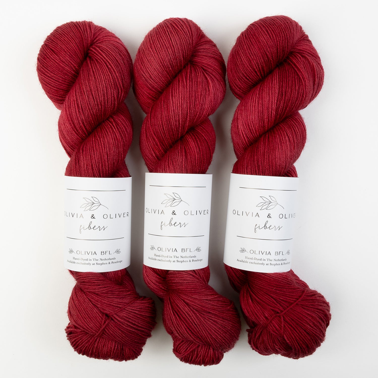 Olivia & Oliver OLIVIA BFL - CHERRY POUND CAKE BFL Wool Blue Faced Leicester Fingering red Yarn