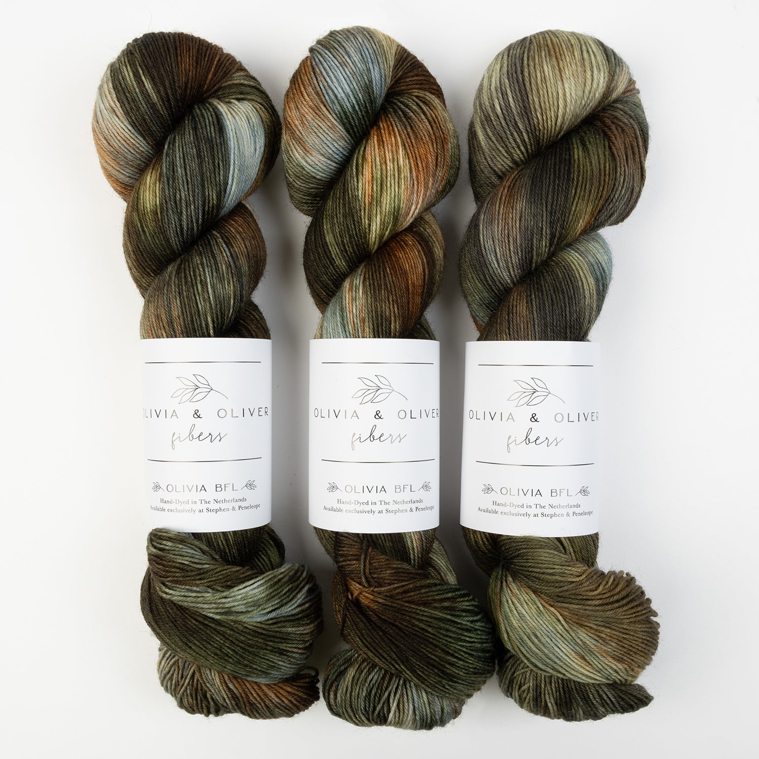 Olivia & Oliver OLIVIA BFL - FOLIAGE BFL Wool Blue Faced Leicester Fingering green Yarn
