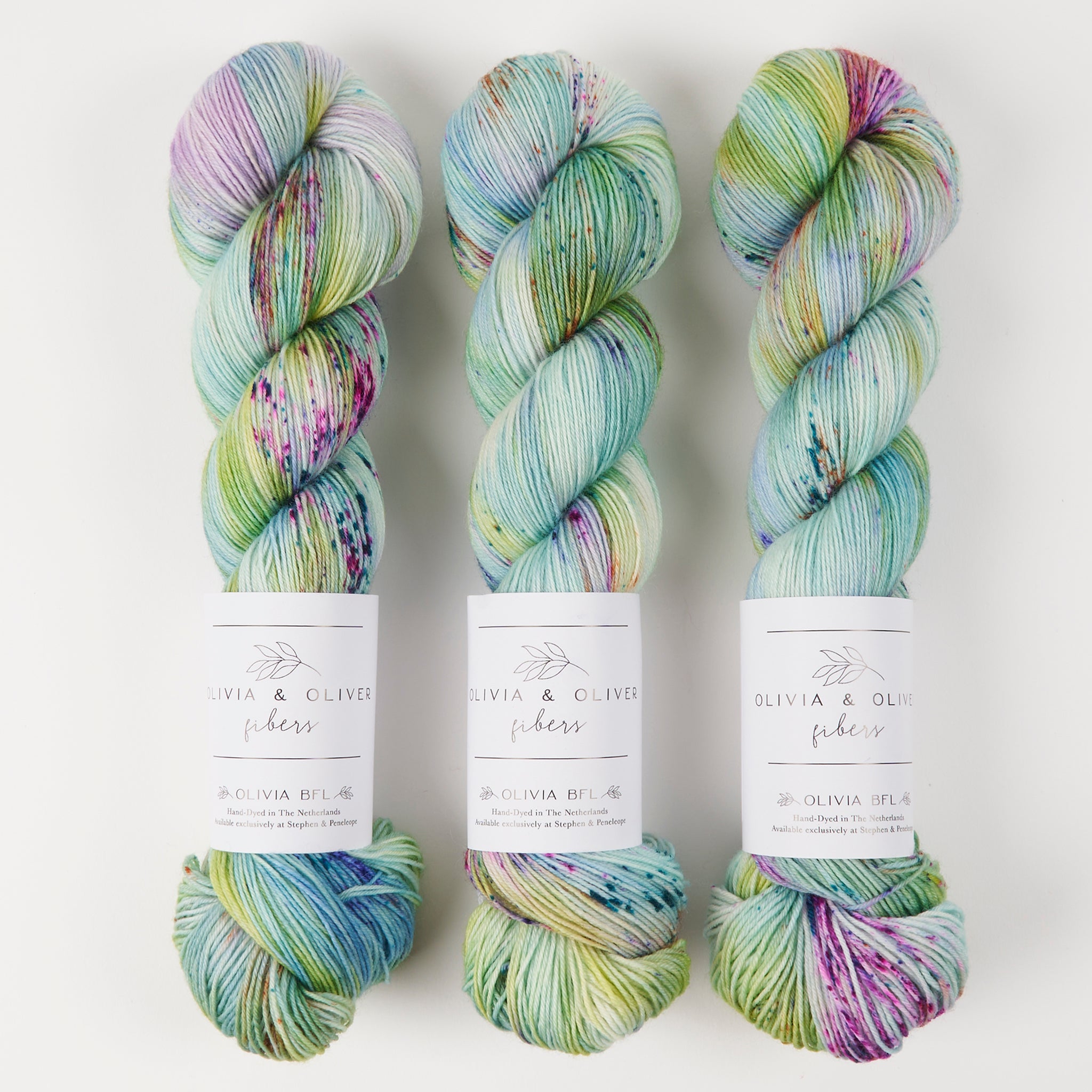 Olivia & Oliver OLIVIA BFL - SEA GLASS BFL Wool Blue Faced Leicester Fingering multicolour blue Yarn