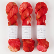 Olivia & Oliver OLIVIA BFL - SOLAR FLARE BFL Wool Blue Faced Leicester Fingering red Yarn
