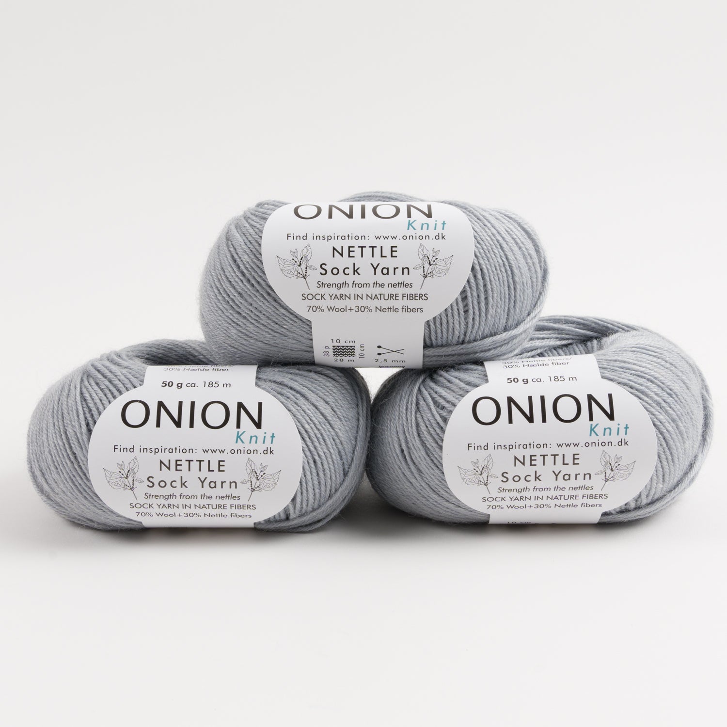 ONION NETTLE SOCK - V1018 LYS GRÅ Merino wool Nettle Fingering grey Yarn