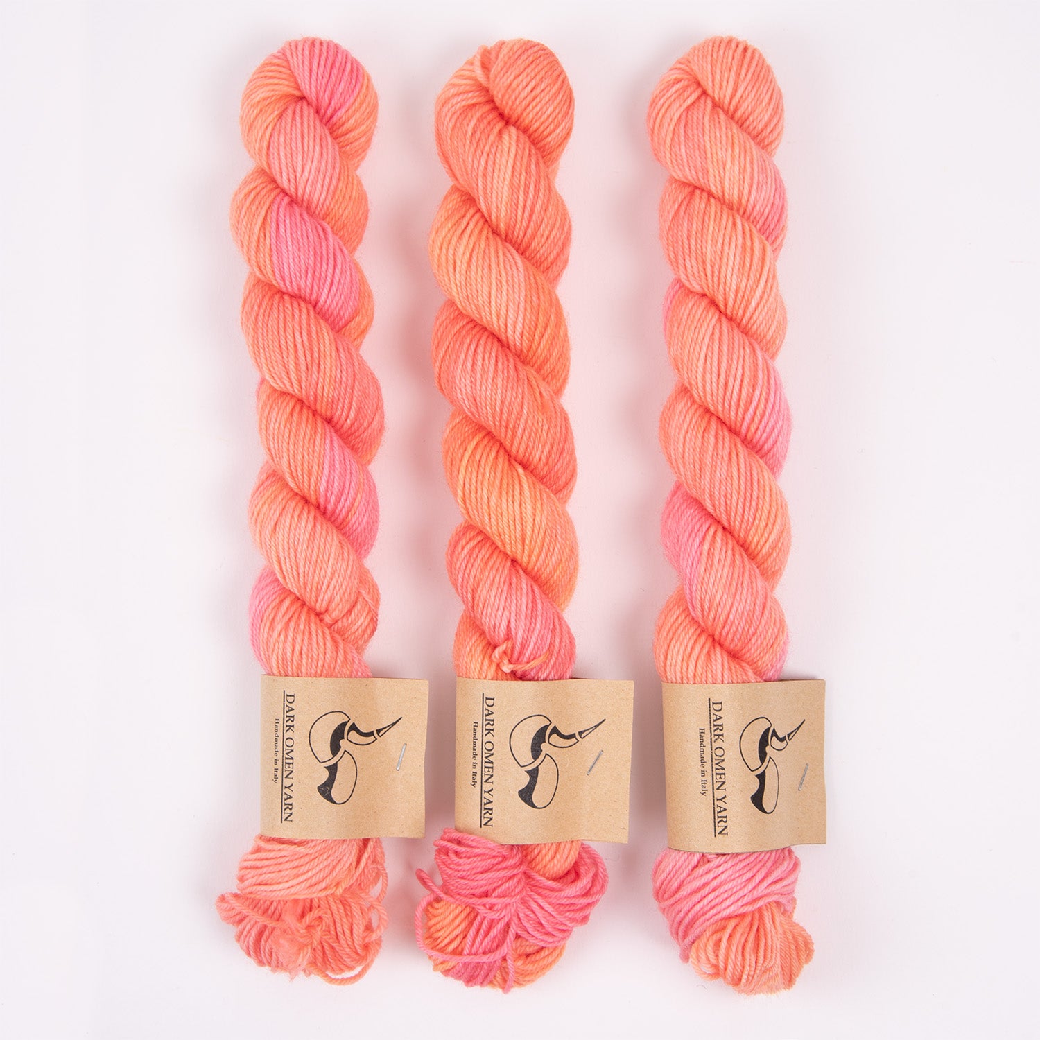 Dark Omen Yarn MERINO SOCK MINI - ORANGE PULP Merino wool Nylon Fingering pink coral Yarn
