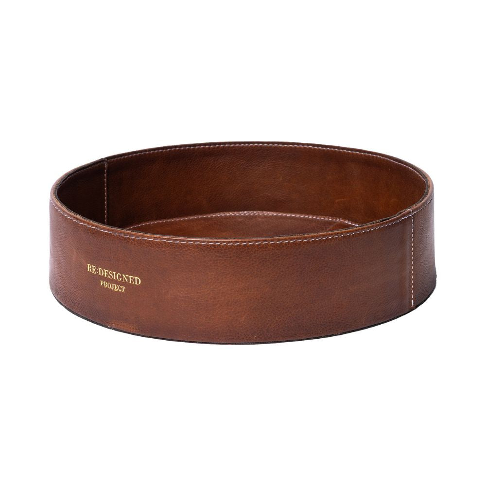 Re:Designed PROJECT 119 - WALNUT - LARGE ROUND LEATHER TRAY red Project Bags