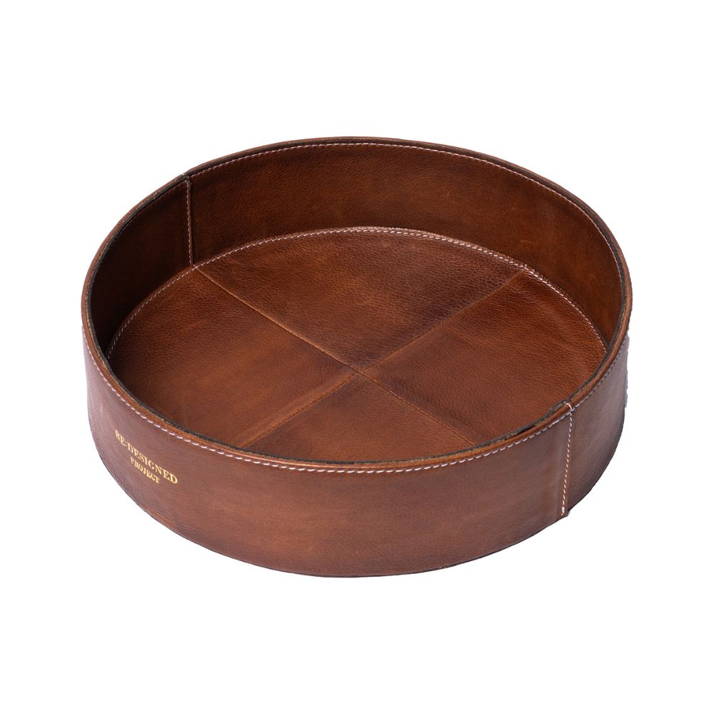 Pre-Order: Project 119 - Walnut - Large Round Leather Tray
