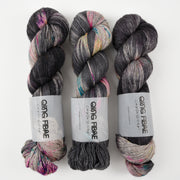 Qing Fibre QING YAK SINGLES - PANDA Merino wool Yak Silk Fingering black Yarn