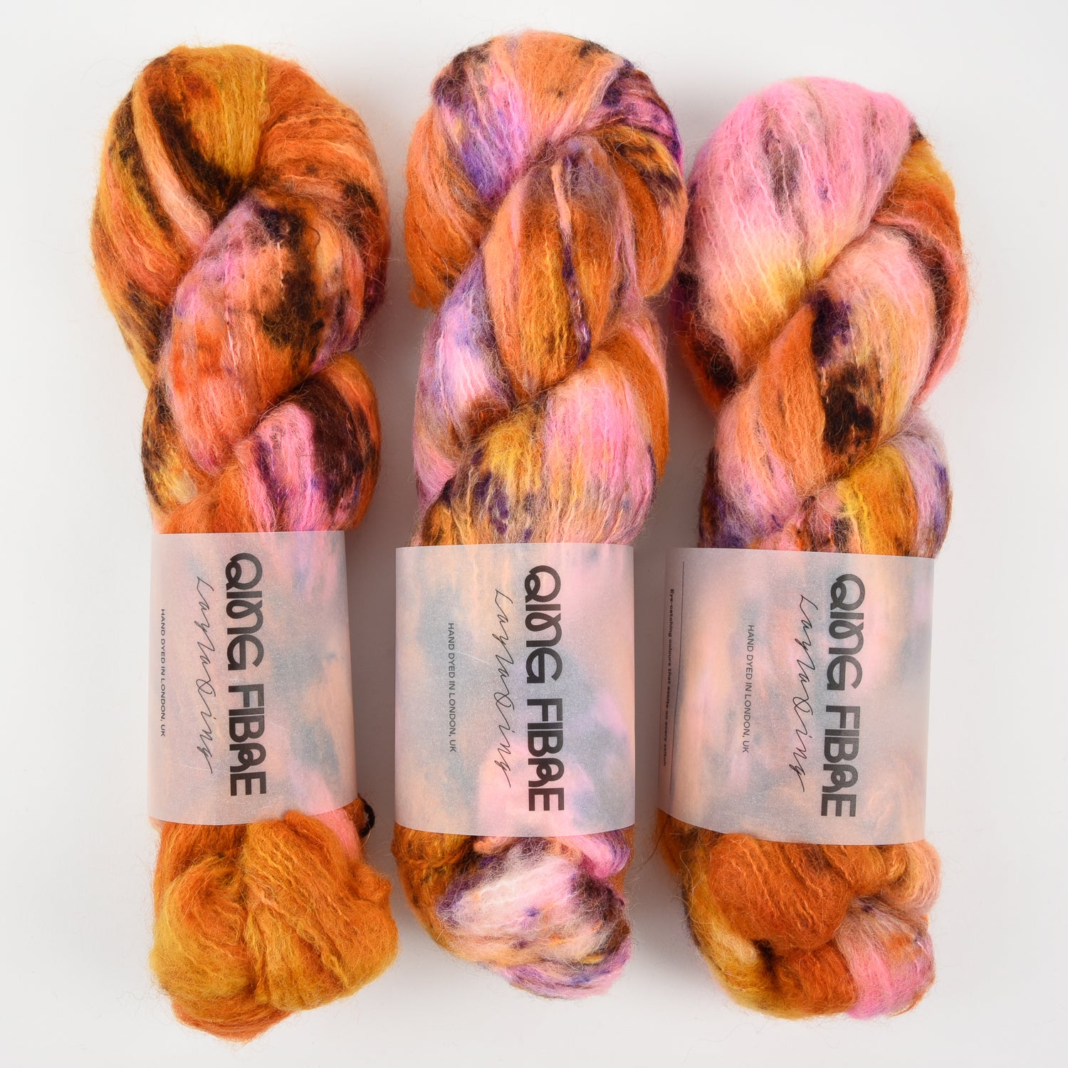 Qing Fibre MELTED BABY SURI - PANGOLIN Alpaca Merino wool Silk orange Yarn