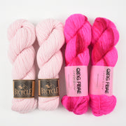 Qing Fibre PINK AND SCARY Alpaca Merino wool Silk Mixed Weight Quick Kits