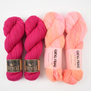 Qing Fibre PINK SNAP Alpaca Merino wool Silk Mixed Weight Quick Kits