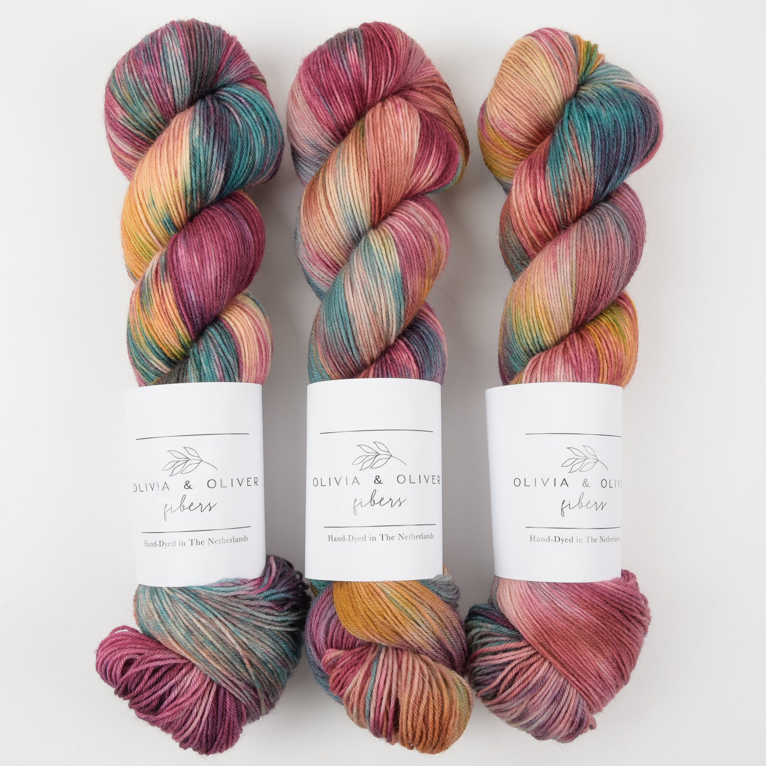 Olivia & Oliver OLIVIA BFL - PRICKLY PEAR BFL Wool Blue Faced Leicester Fingering multicolor Yarn