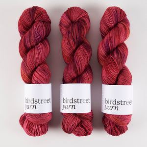Birdstreet Yarn BIRDSTREET BFL - I LIKE MINE WITH A KISS BFL Wool Blue Faced Leicester Nylon Fingering red Yarn