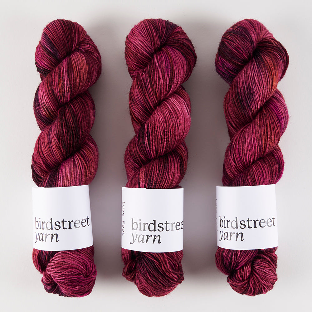 Birdstreet Yarn BIRDSTREET BFL - LOVE FOOL BFL Wool Blue Faced Leicester Nylon Fingering fuchsia Yarn