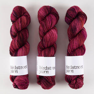 Birdstreet Yarn BIRDSTREET BFL - LOVE FOOL BFL Wool Blue Faced Leicester Nylon Fingering fuchsia Yarn