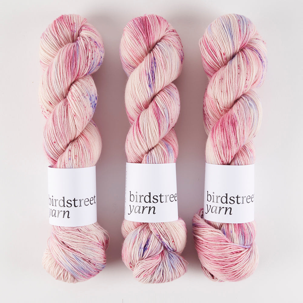 Birdstreet Yarn BIRDSTREET BFL - PRINCESS OF POP BFL Wool Blue Faced Leicester Nylon Fingering pink Yarn