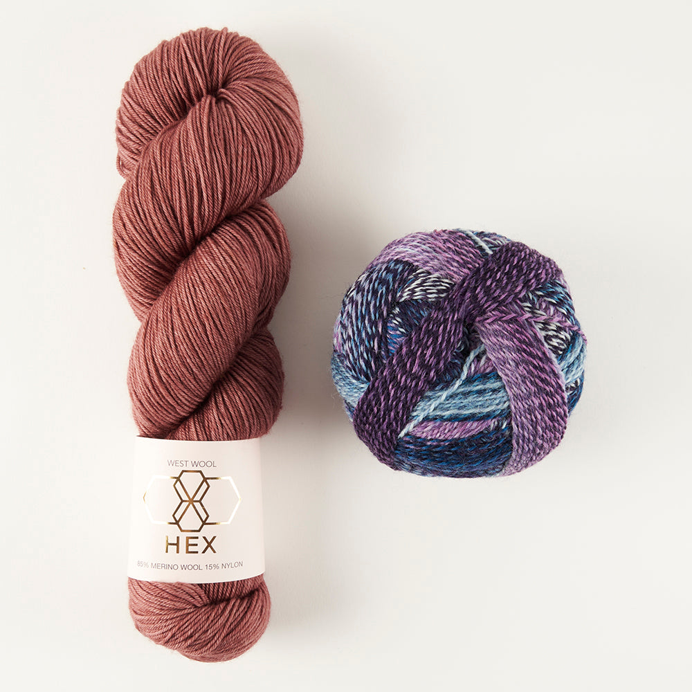 Schoppel-Wolle CABLED COLUMN SOCKS - MAUVELLOUS FLIEDERDUFT Westknits Kits