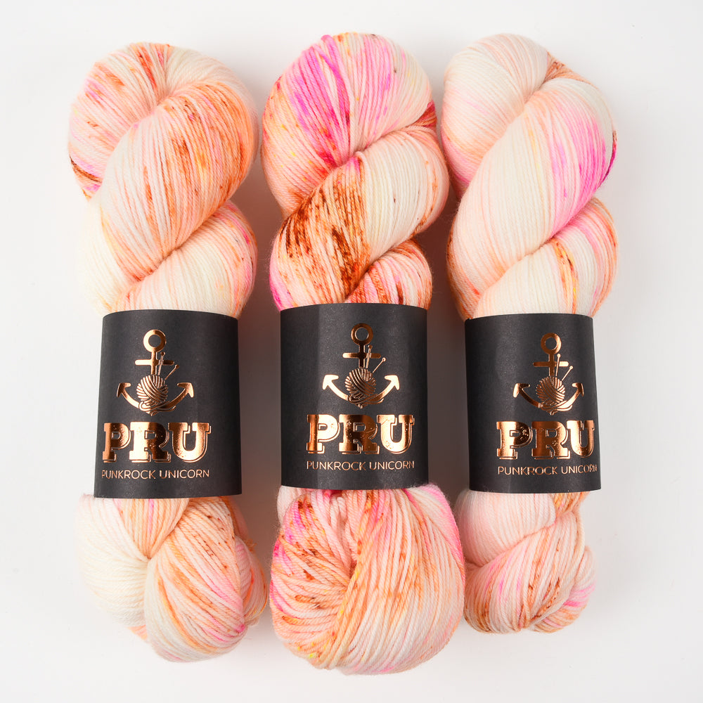 Punk Rock Unicorn SOUL - NEW BEGINNINGS Merino wool Nylon Fingering  Sock peach multicolour Yarn