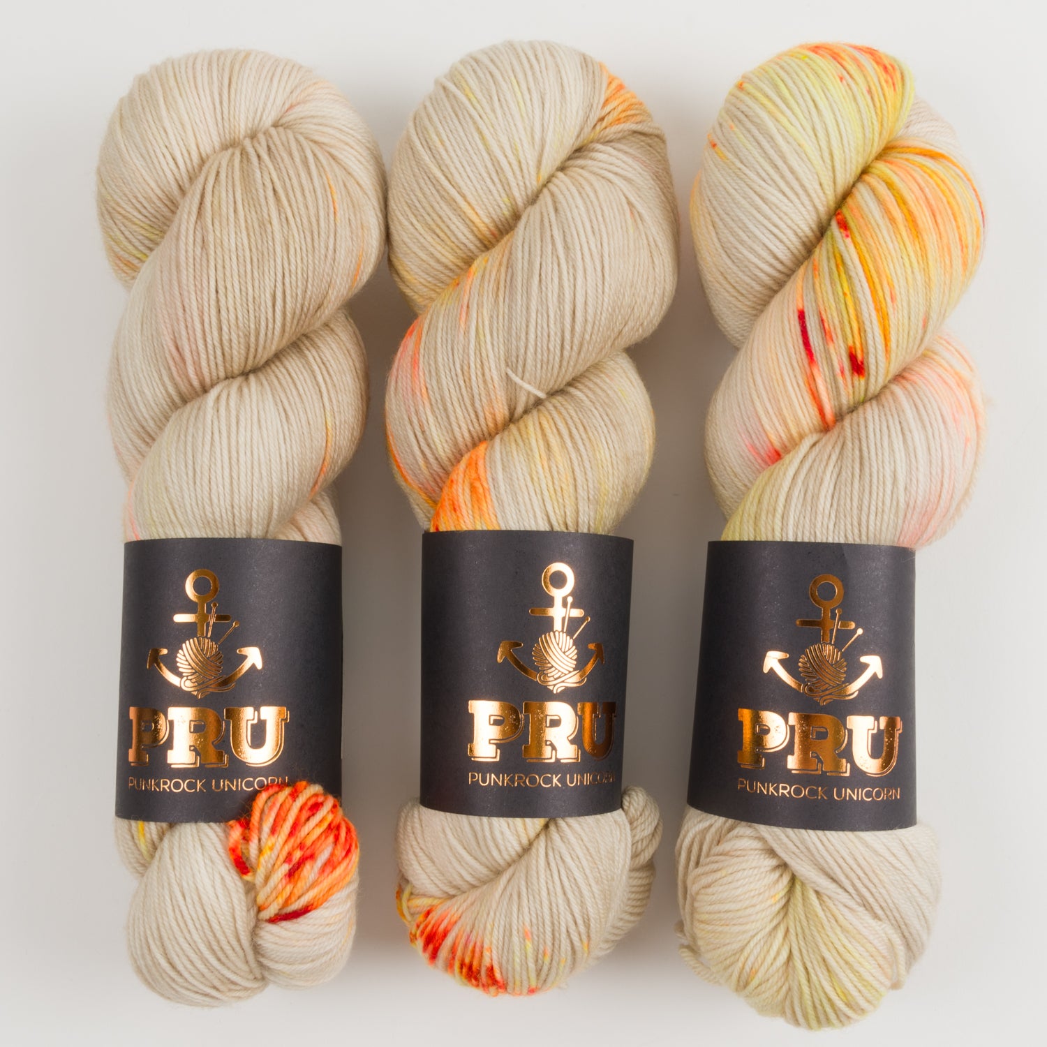 Punk Rock Unicorn SOUL - ORANGE OATS Merino wool Nylon Fingering  Sock orange cream Yarn