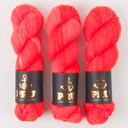 Punk Rock Unicorn SOUL - YUZU Merino wool Nylon Fingering  Sock red neon Yarn