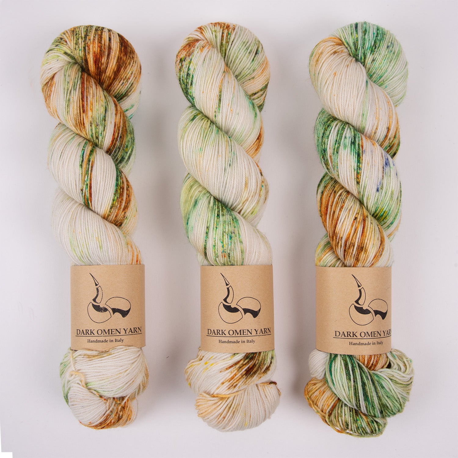 Dark Omen Yarn MERINO SOCK - PARAGON Merino wool Nylon Fingering multicolour cream green Yarn