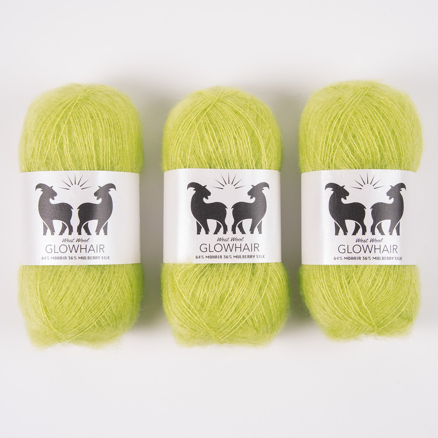 West Wool GLOWHAIR - PICKLE JUICE Mohair Silk Lace neon green Yarn