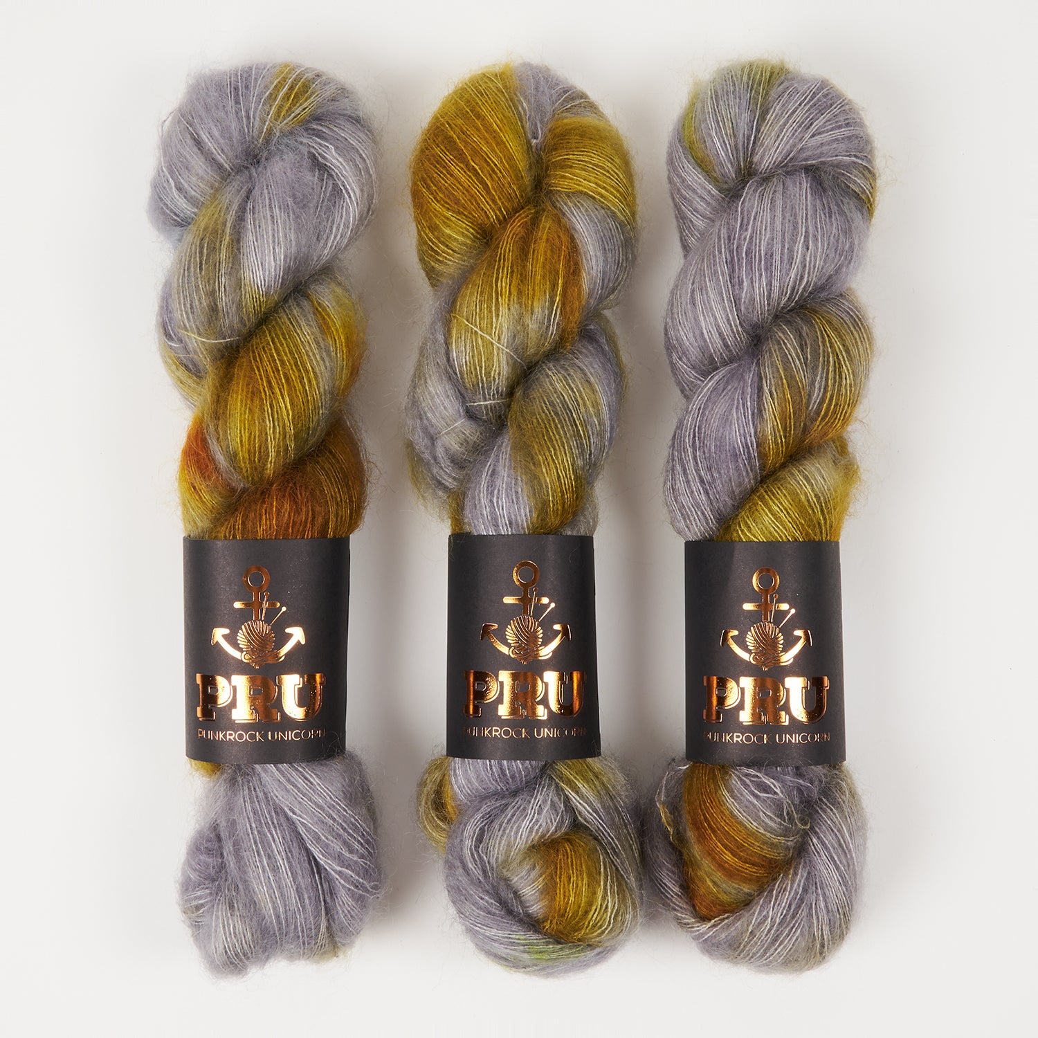 Punk Rock Unicorn MOE - MOSSY ROCK Kid Mohair Silk Lace multicolour grey yellow Yarn