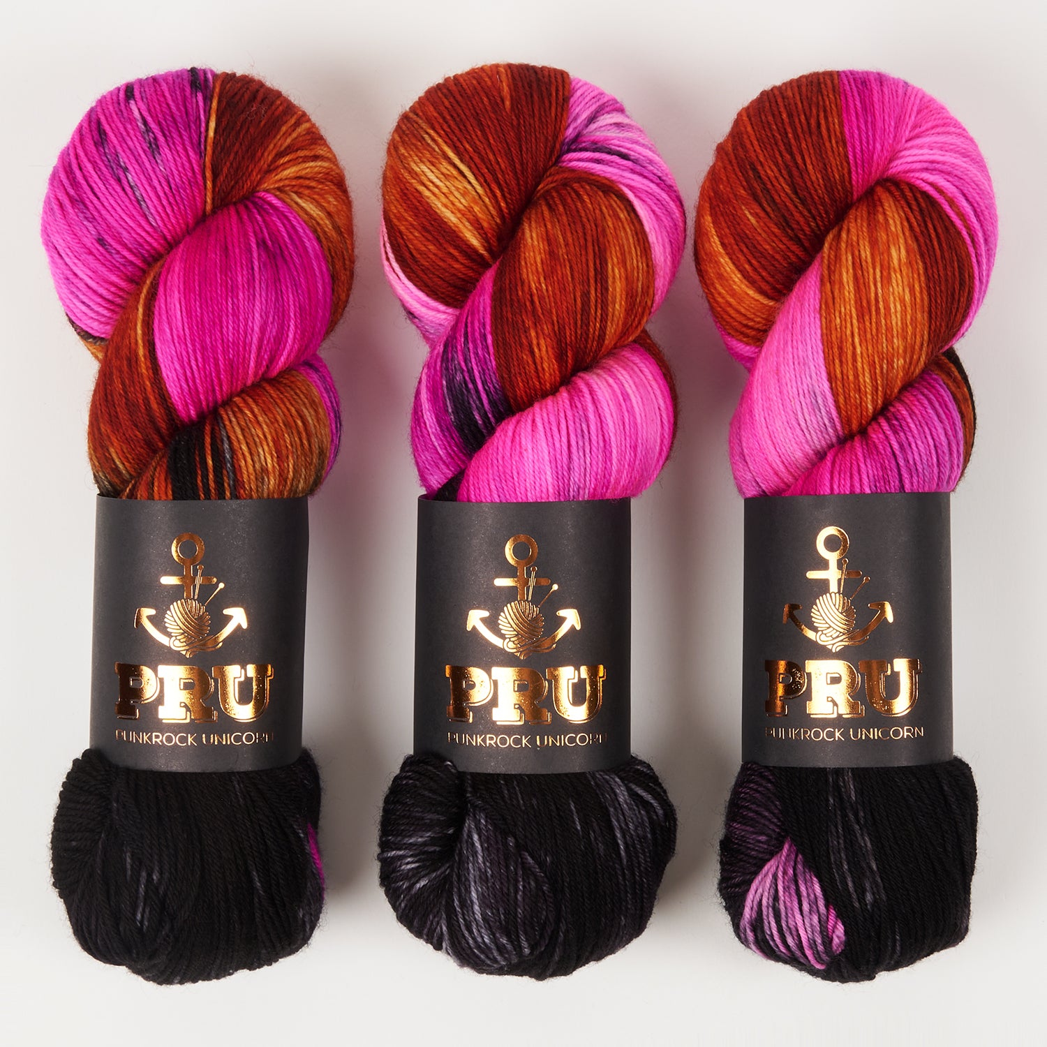 Punk Rock Unicorn SOUL - BLACK DAHLIA Merino wool Nylon Fingering  Sock black multicolour Yarn