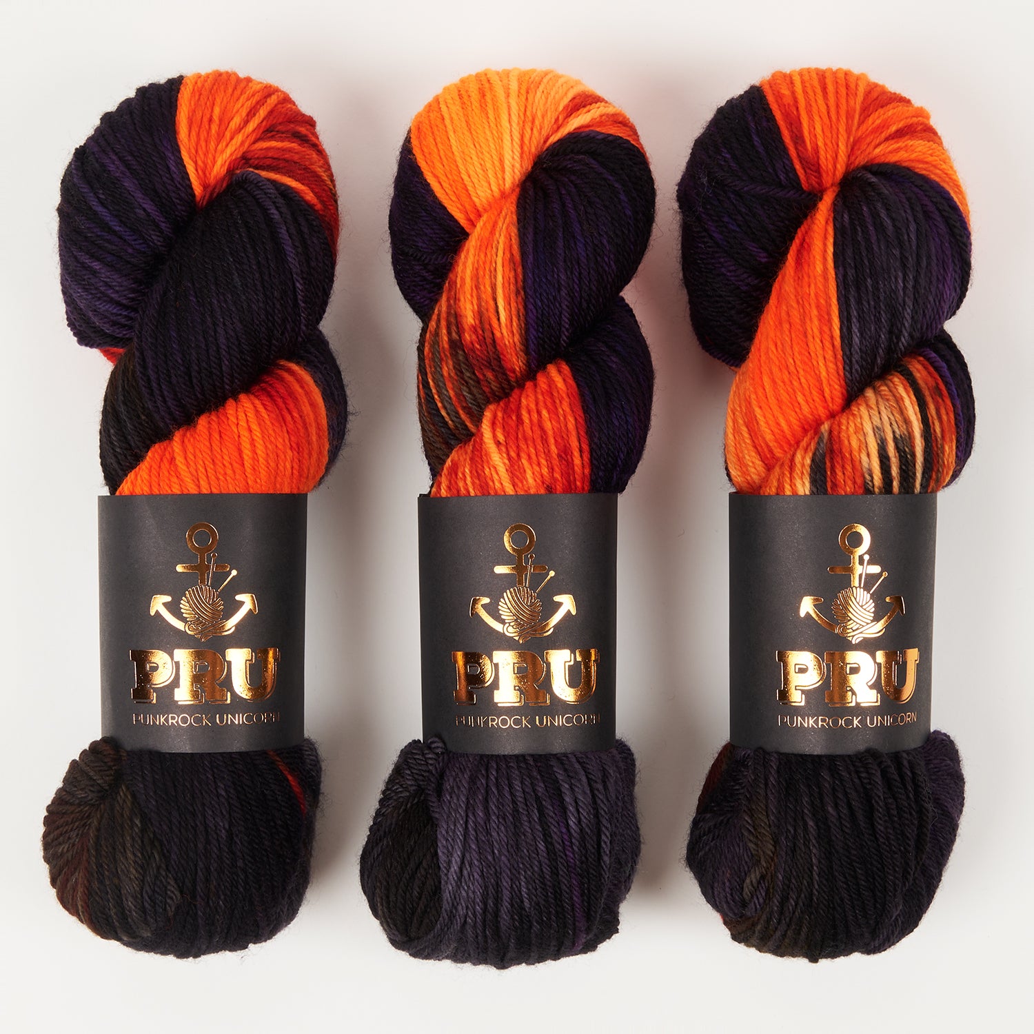 Punk Rock Unicorn SOUL DK - BONFIRE Merino wool Nylon DK Sock multicolour orange black Yarn