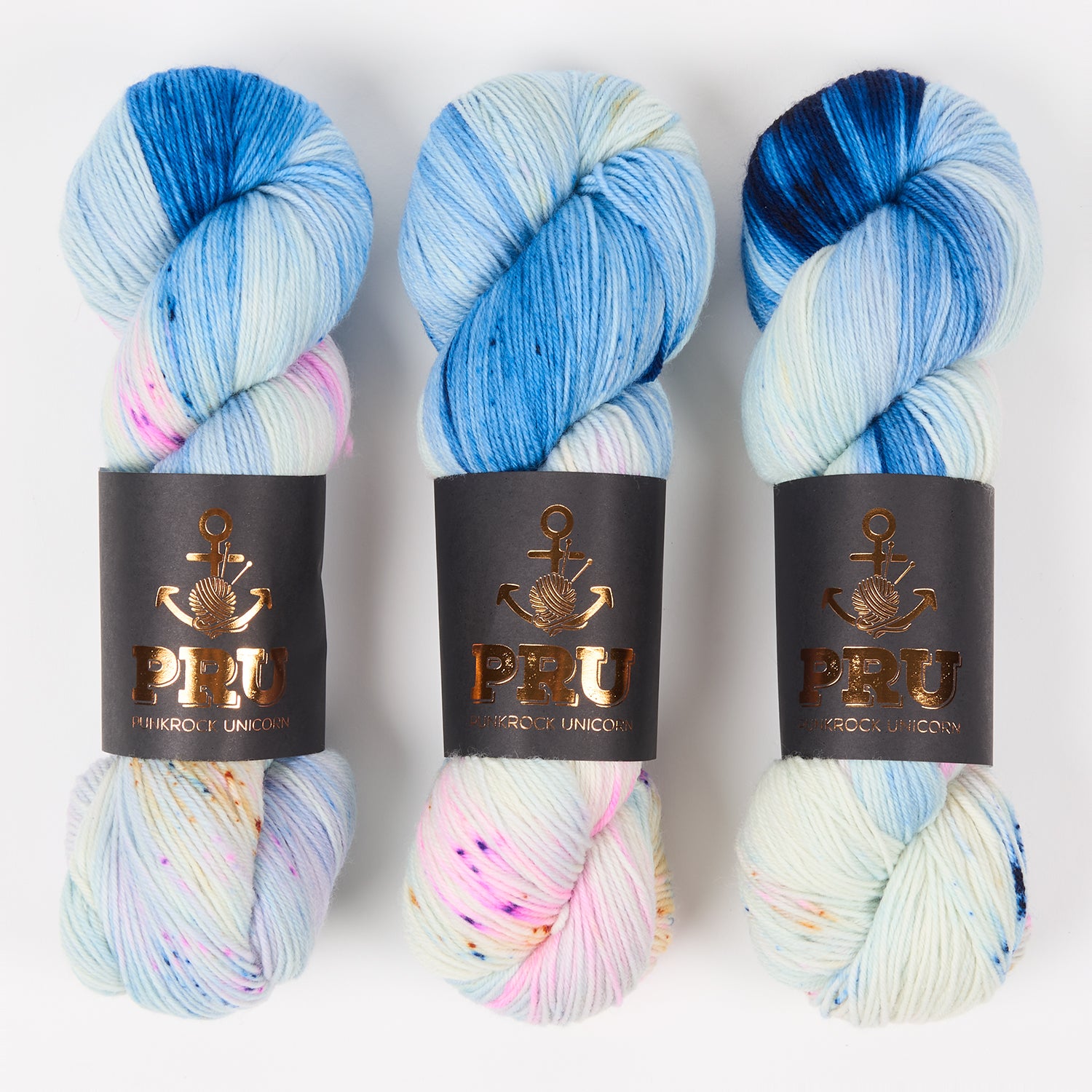 Punk Rock Unicorn SOUL - MONKEY ISLAND Merino wool Nylon Fingering  Sock blue multicolour Yarn