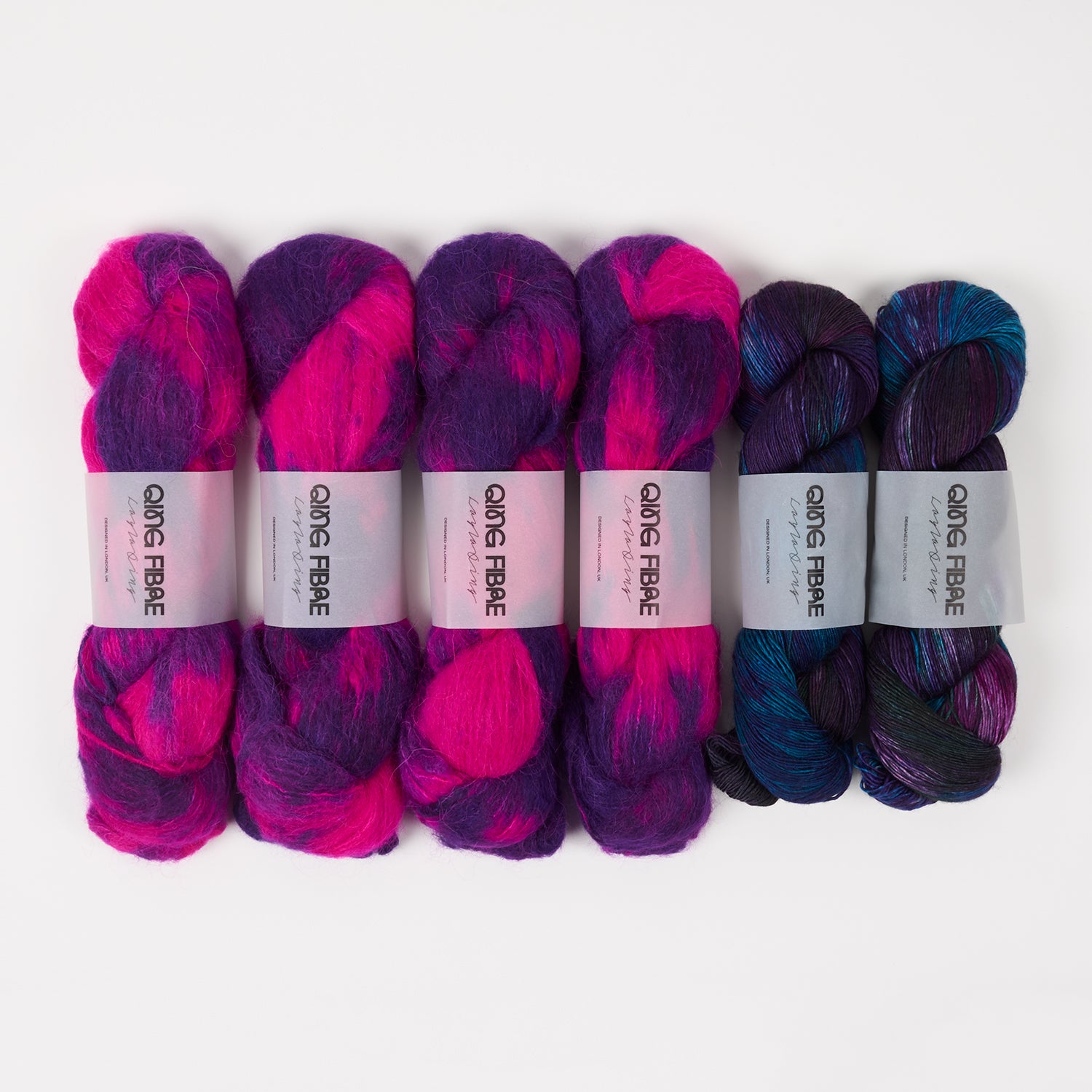 Qing Fibre FOXGLOVE REQUIEM Merino wool Silk Yak Alpaca Mixed Weight Quick Kits
