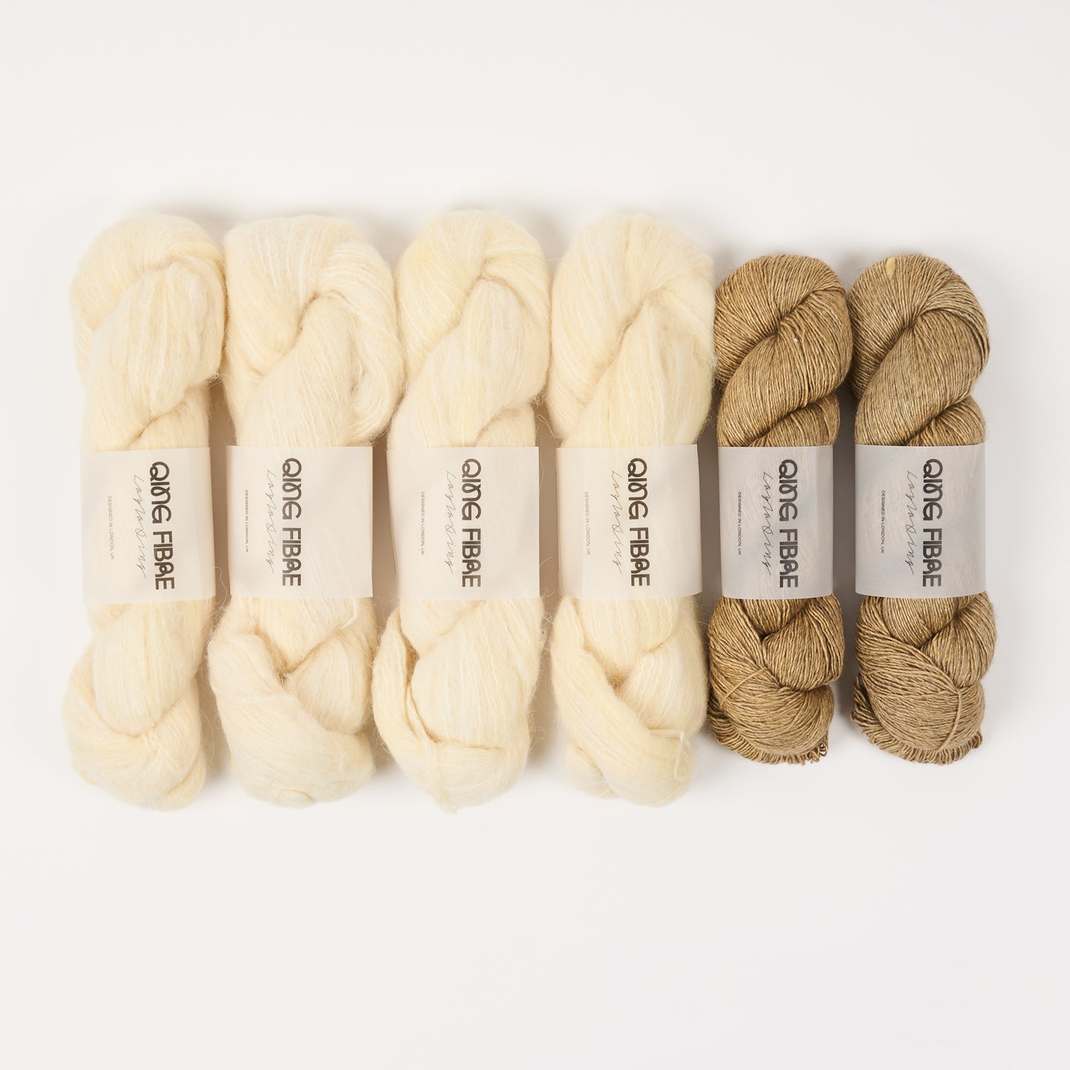 Qing Fibre TURMERIC CHAMPAGNE Merino wool Silk Yak Alpaca Mixed Weight Quick Kits