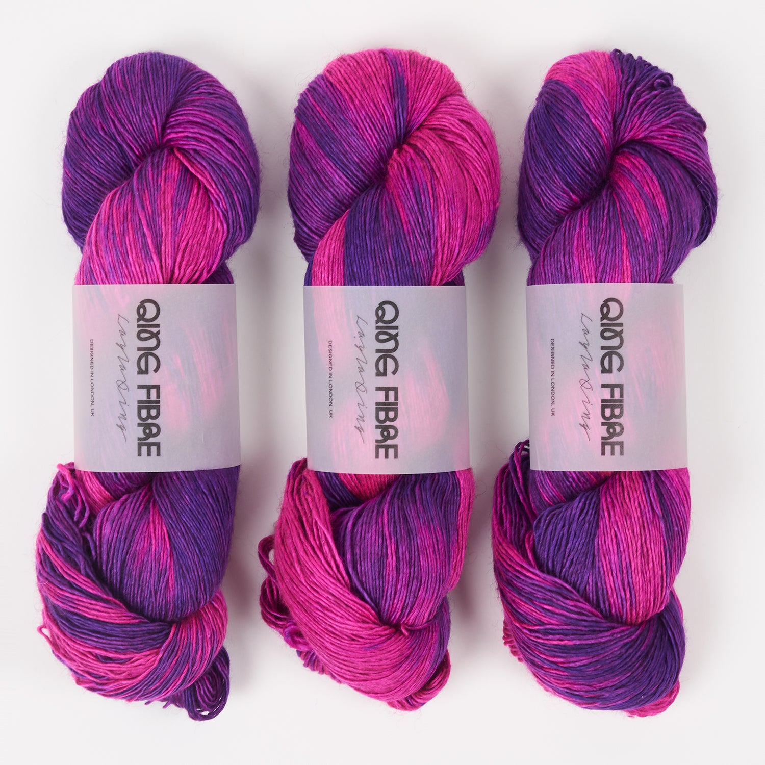 Qing Fibre QING YAK SINGLES - FOXGLOVE Merino wool Yak Silk Fingering pink multicolour Yarn