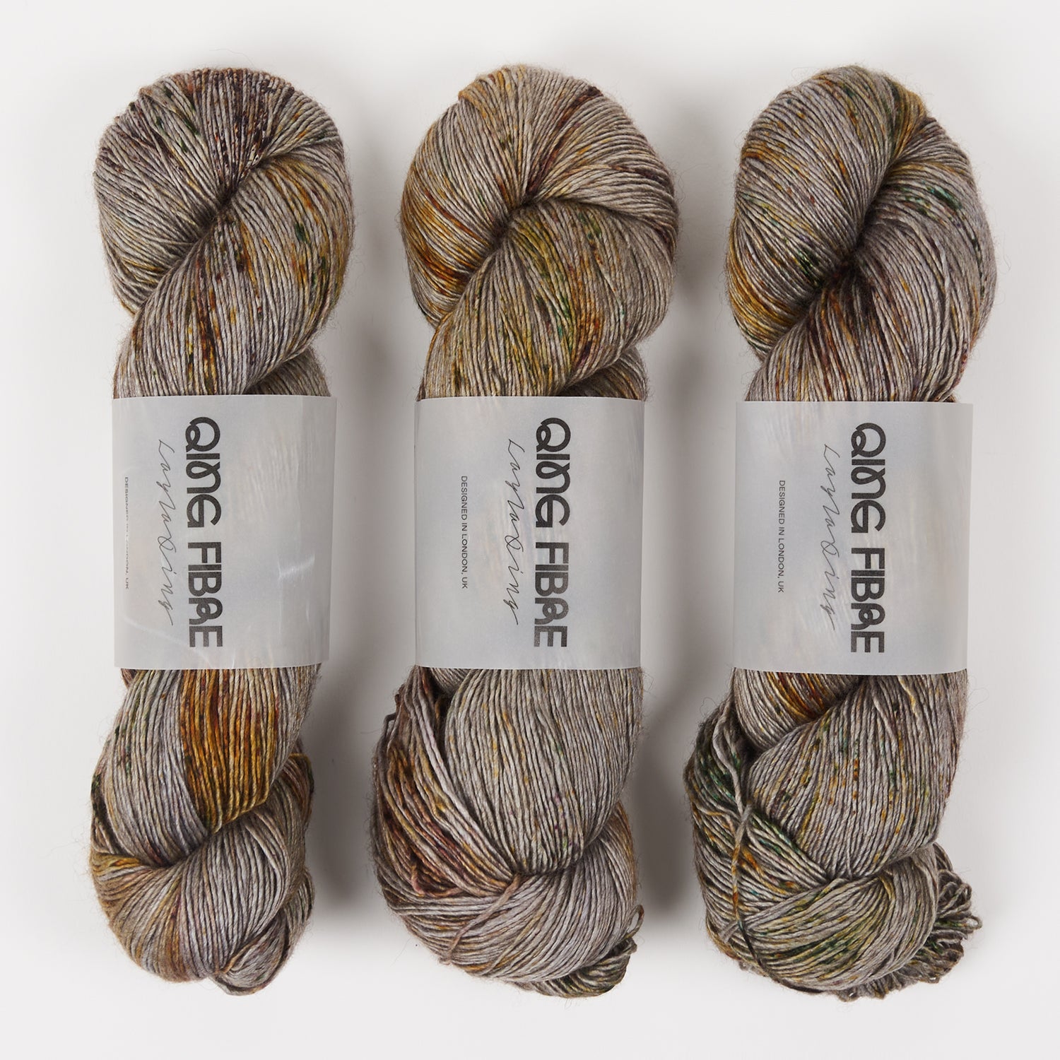 Qing Fibre QING YAK SINGLES - SMOKE Merino wool Yak Silk Fingering grey Yarn