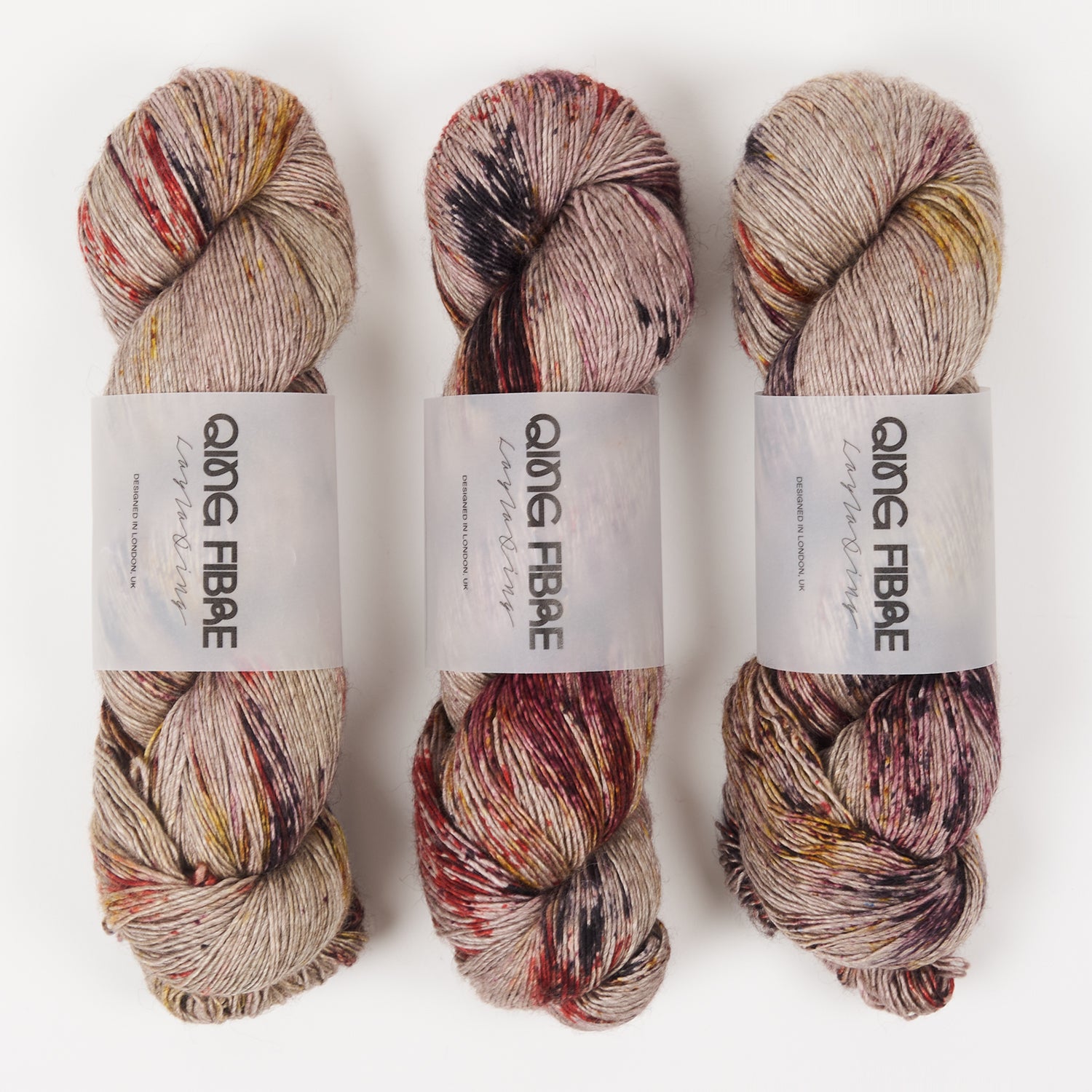 Qing Fibre QING YAK SINGLES - SUNFLOWER MAZE Merino wool Yak Silk Fingering beige multicolour Yarn